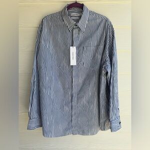 Calvin Klein Men's Navy and White Striped Shirt